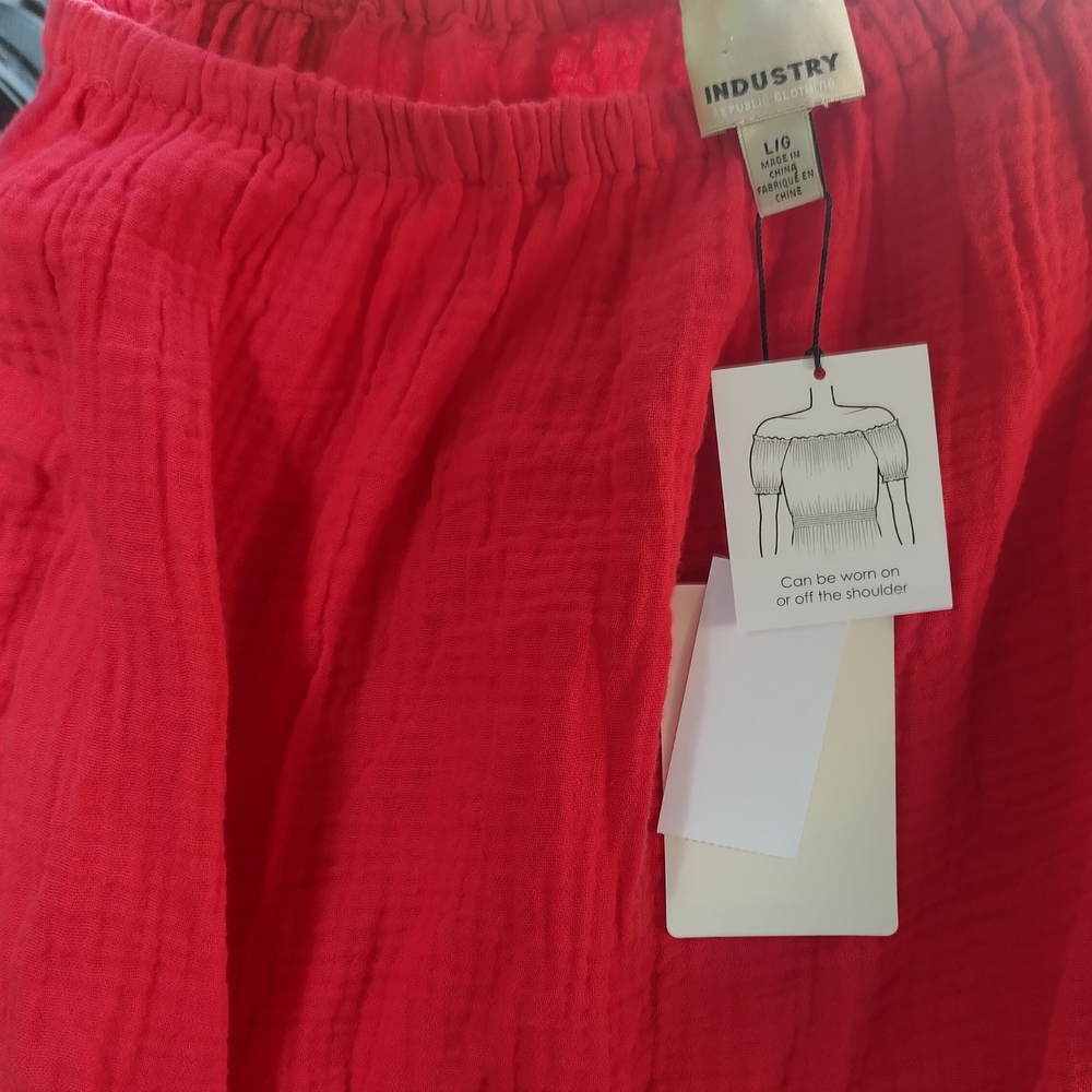 Industry Women's Off-Shoulder Blouse - Vibrant Red